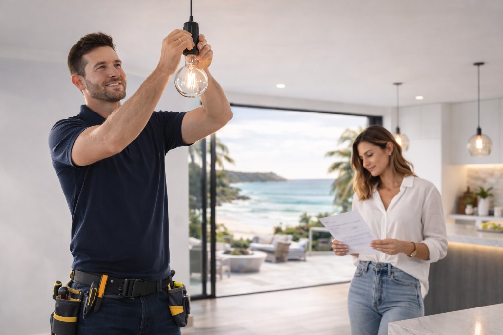 Licensed electrician on the job in NSW